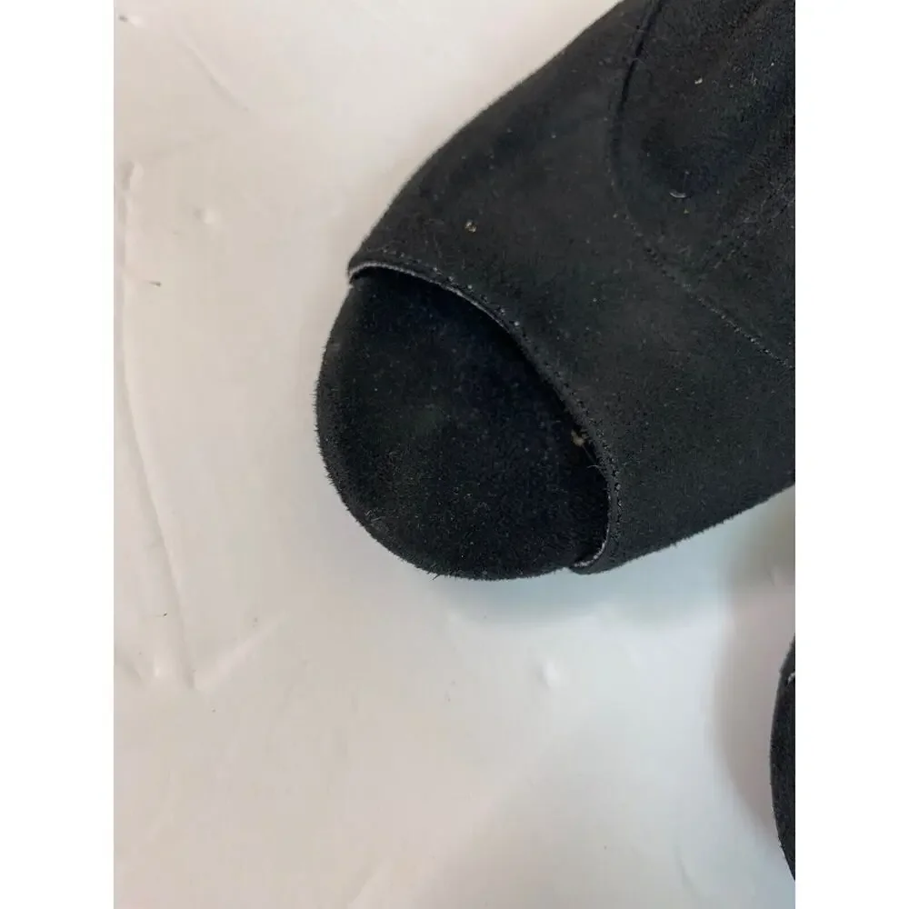 Anne Michelle Ankle Boots Suede Black Stiletto Open Toe‎ Size 8